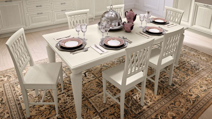 PANTHEON - jedálenský stôl so stoličkami v bielom morení
